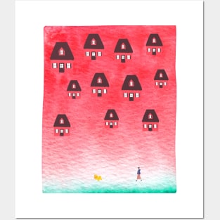 Watermelon beach house Posters and Art